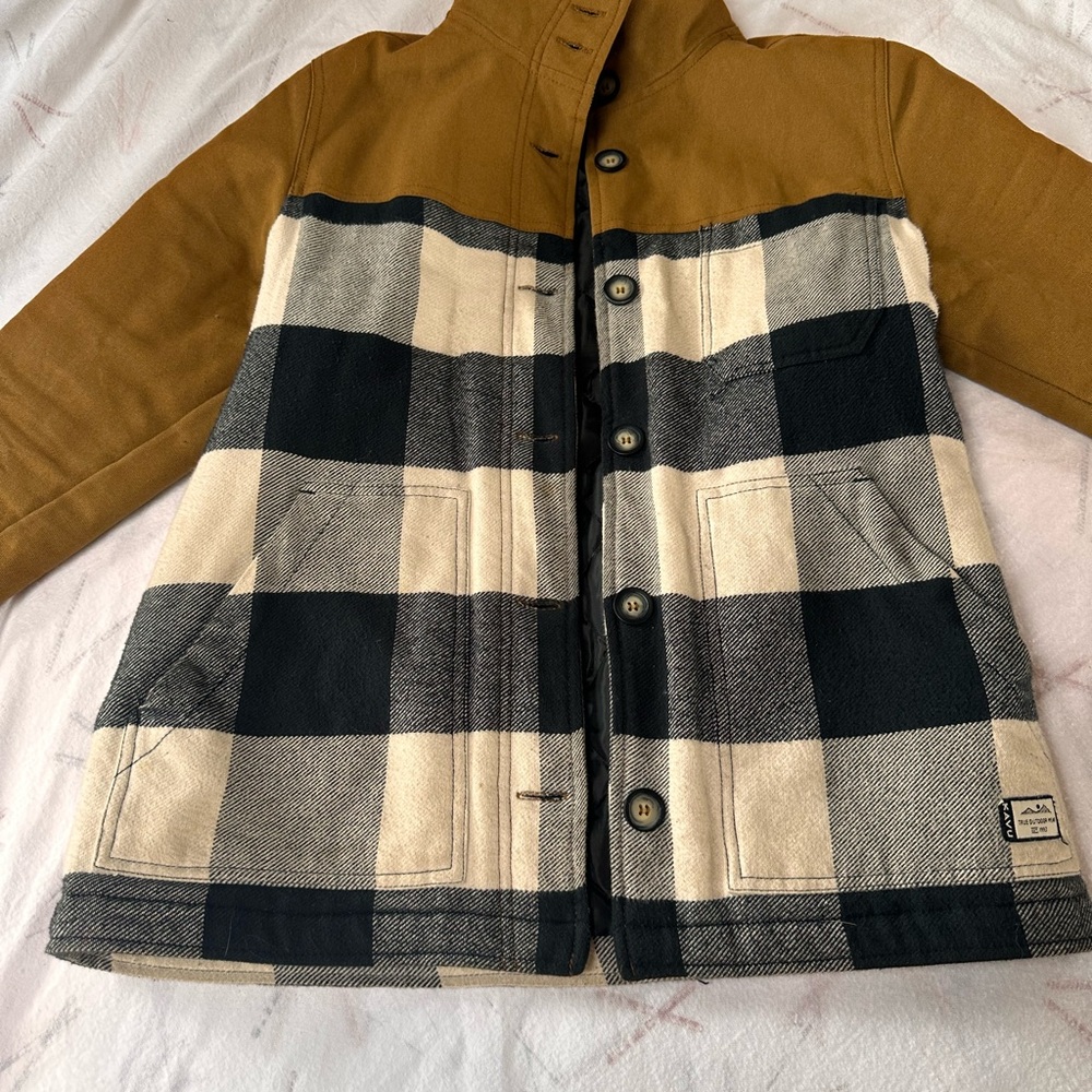 Kavu Tan and Black Plaid Utility Jacket